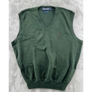 Polo Golf Ralph Lauren Green Cotton Sweater Vest XL V-Neck Pullover